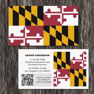 Modern Maryland Affärskort, Maryland Flagga / USA Visitkort