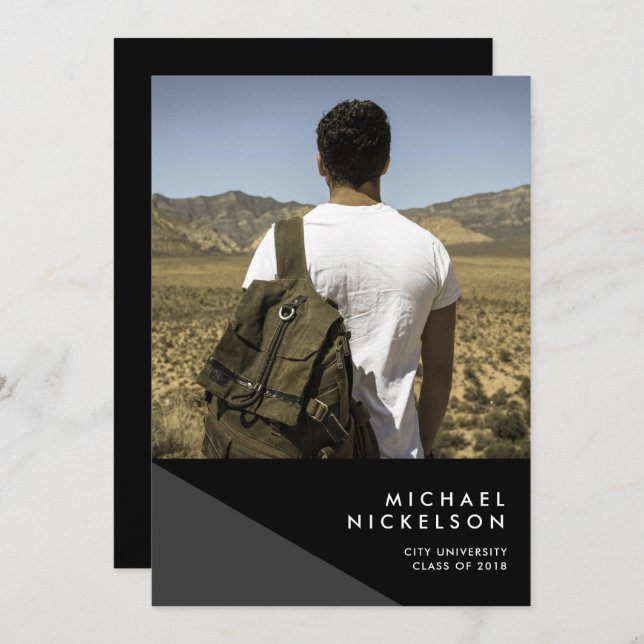 Modern Masculine Photo Studentfest-inbjudan Inbjudningar (Fram/baksida)