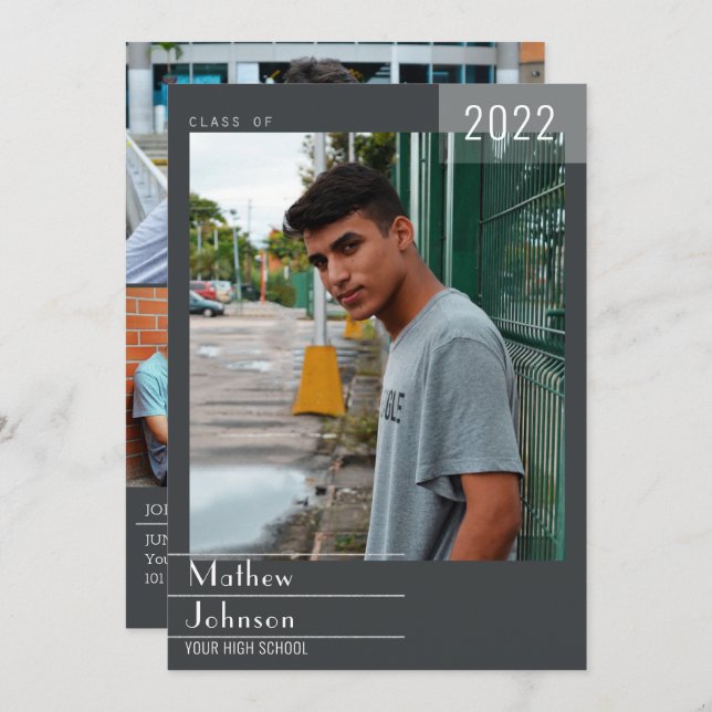 Modern Masculine Ram Lägg till ditt foto Studenten Meddelande (Fram/baksida)