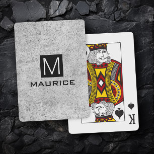 Modern masculus monogram svart kvadratisk betong casinokort