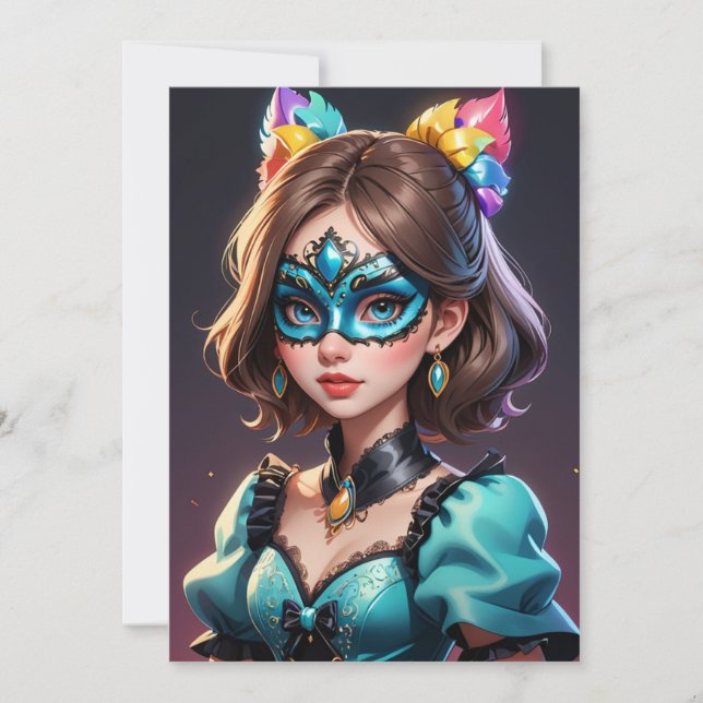 Modern maskerad söt 16 inbjudningar (Framsida)