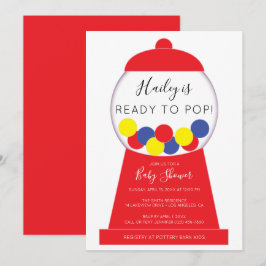 Modern Maskin-babystövel i Neutralt Gumball Inbjudningar