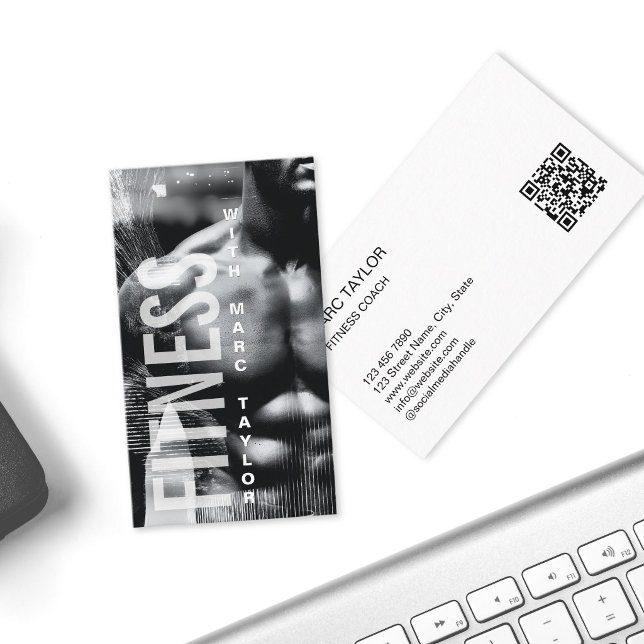 Modern maskulin manlig fitness tränare coach visitkort (Modern Masculine Man Fitness Trainer Coach Business Card)