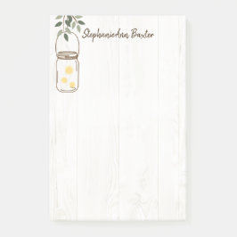 Modern Mason Burk & Fireflies Rustic Notes Post-it Block