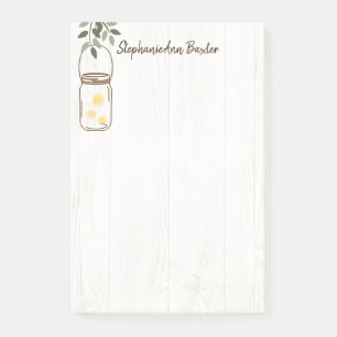 Modern Mason Burk & Fireflies Rustic Notes Post-it Block