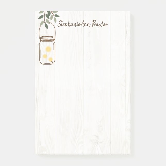 Modern Mason Burk & Fireflies Rustic Notes Post-it Block (Framsida)