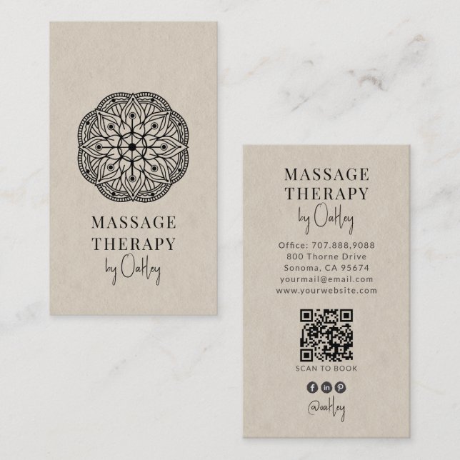 Modern Massage Terapeut Ljusgrå Visitkort (Fram/baksida)