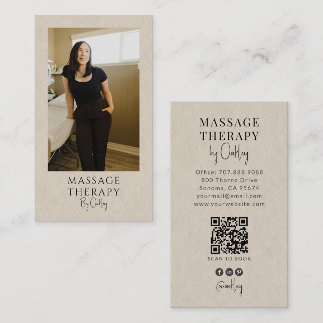 Modern Massage Terapeut Ljusgrå Visitkort (Fram/baksida)