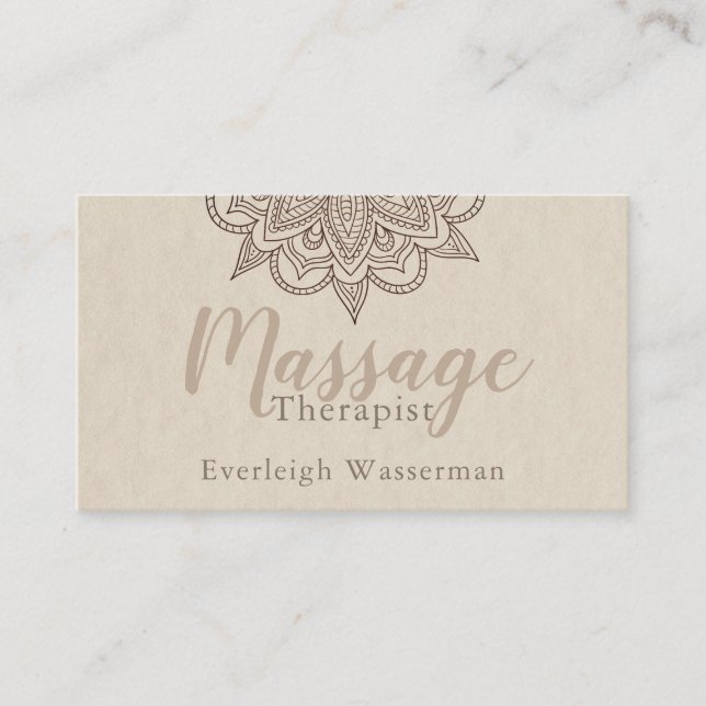 Modern Massage Terapeut Skript Lotus Blomma Företa Visitkort (Framsida)