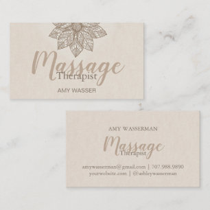 Modern Massage Terapeut Skript Lotusblomma Visitkort