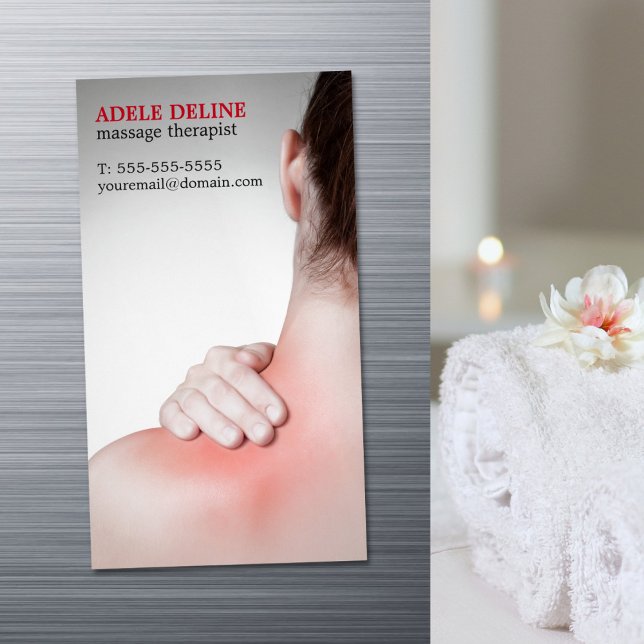 Modern massage Therapist Womans rygg Visitkortmagnet (Skapare uppladdad)