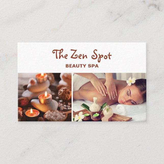 Modern massage Therapist Zen Stones Beauty Spa Visitkort (Framsida)
