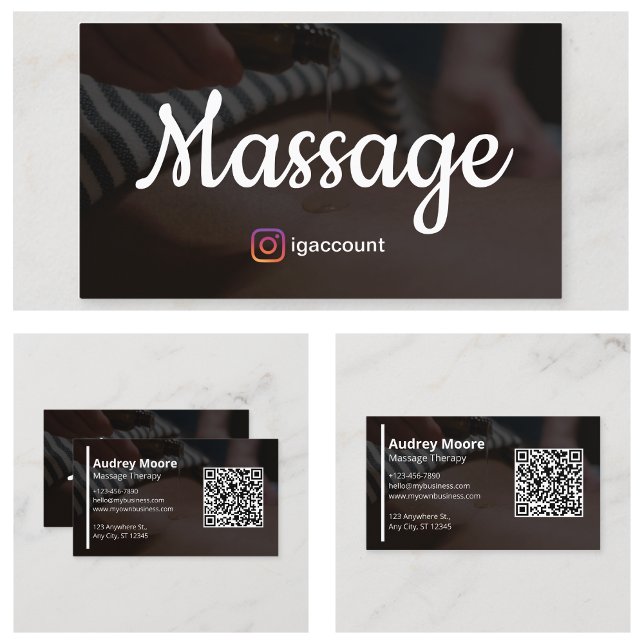 Modern Massage Therapy QR-kod Visitkort (Modern Massage Therapy QR Code Business Card
)