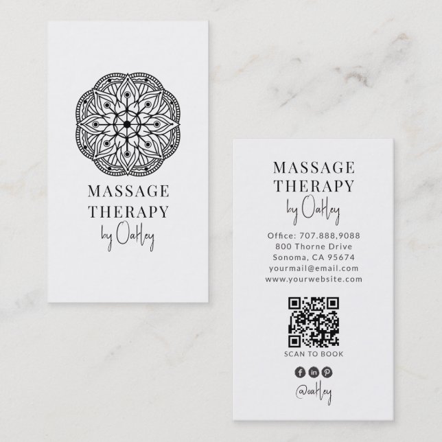 Modern Massageterapeut Mandala Visitkort (Fram/baksida)