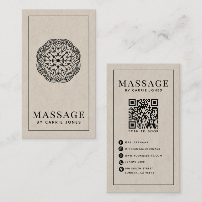 Modern Massageterapeut  Visitkort (Fram/baksida)
