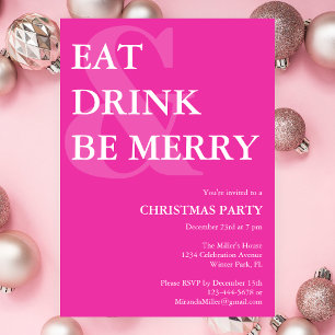 Modern mat och dryck och var god Rosa jul Party Inbjudningar