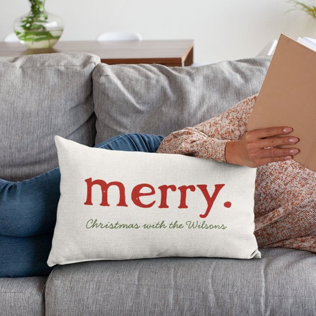 Modern matchande, minimalistiskt God jul för famil Lumbarkudde (Skapare uppladdad)