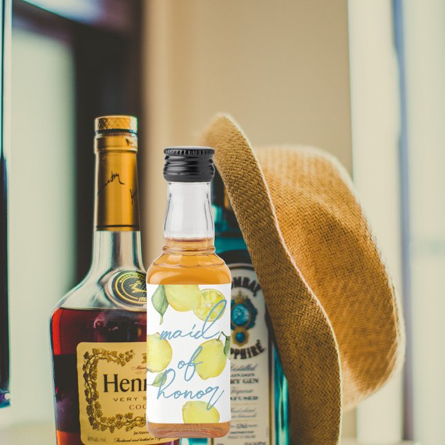 Modern Matchande MOH Sjungmöhipparty | Citroner Spritflaskor Etikett (Skapare uppladdad)