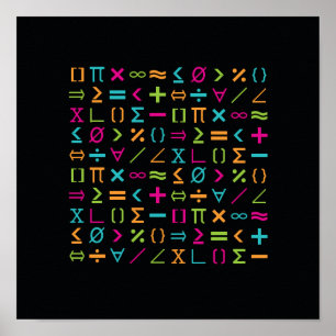 Modern matematiktecken och symboler Mönster Poster