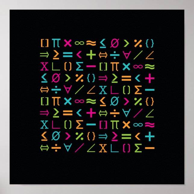 Modern matematiktecken och symboler Mönster Poster (Framsidan)
