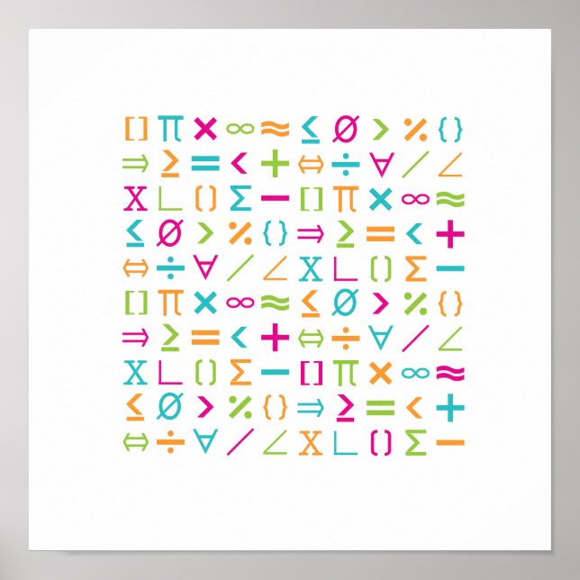 Modern matematiktecken och symboler Mönster Poster (Framsidan)