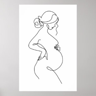 Modern Maternitet: Gravida Kvinnor Linje Konst Poster