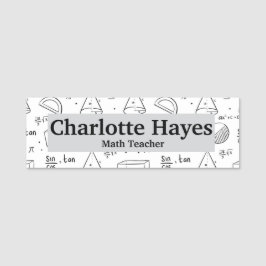 Modern Math Teacher Classic Name Tag Namnbricka
