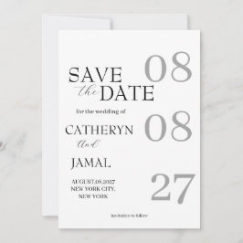 Modern Matte Black Minimalist Save The Date Spara Datumet