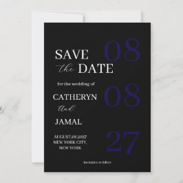 Modern Matte Black Minimalist Save The Date Spara Datumet