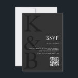 Modern Matte Black Monogram minimalist Bröllop OSA Kort<br><div class="desc">Skapa dina egna bröllop OSA för personlig med modern monogramtypografi och minimal grafisk design i made Black färg.</div>