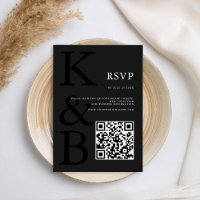 Modern Matte Black Monogram minimalist Bröllop