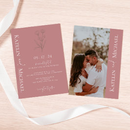 Modern Mauve Bröllop Photo Inbjudningar