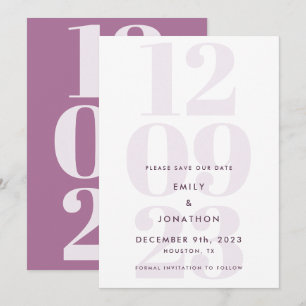 Modern Mauve Date Typography Spara Datumet