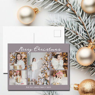 Modern Mauve God Jul Fotokollage Helg Vykort