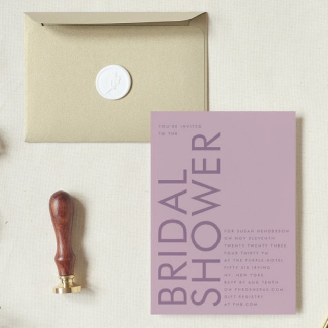 Modern Mauve Lila Lilac Namn Möhippa Inbjudningar (Skapare uppladdad)