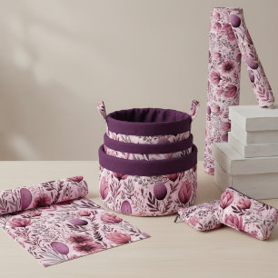 Modern Mauve & Plommon Blommig Äng Tyg