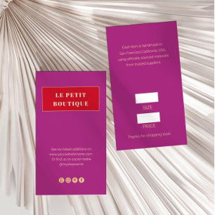 Modern Mauve Red Retail Pris Märkre Visitkort