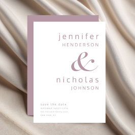 Modern Mauve Rosa Ampersand Typografi Bröllop Spara Datumet