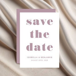 Modern Mauve Rosa Typografi Bröllop Spara Datumet