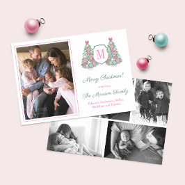 Modern Maximalist Monogram Photo Collage jul Julkort