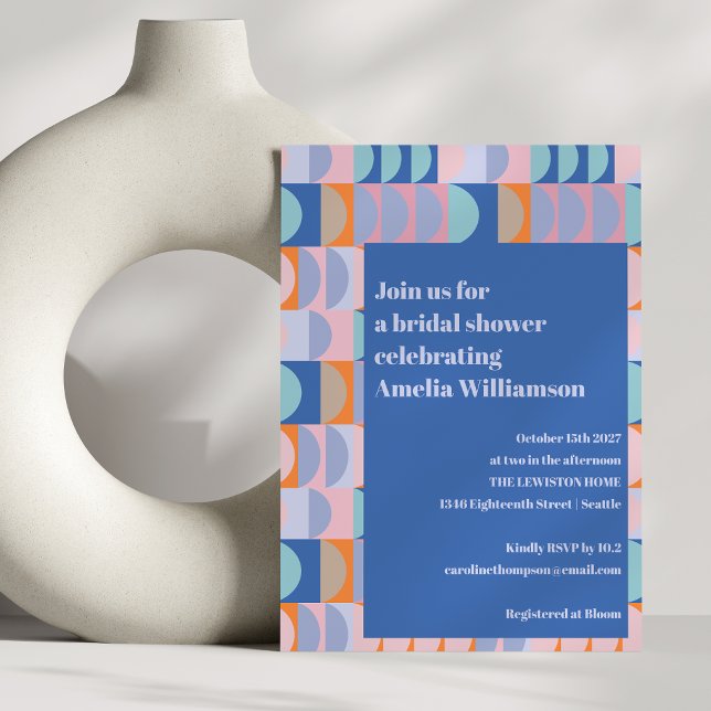 Modern maximalistisk, unik blå Lila-Möhippa Inbjudningar (Skapare uppladdad)