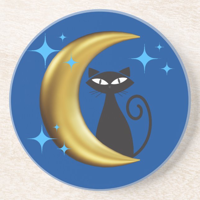 Modern MCM Retro Atomic Black Cat i mitten av århu Underlägg (Framsidan)