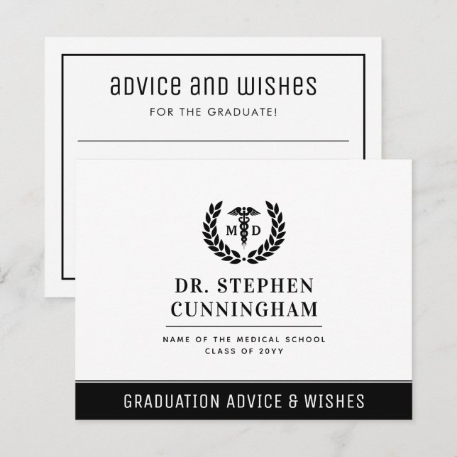 Modern MD Med School Studenten Advice & Önskemål Anteckningskort (Fram/baksida)