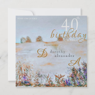 Modern Meadow Blommigt Landcape Birthday Inbjudningar