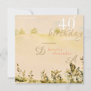 Modern Meadow Land Blommigt Landcape Birthday Inbjudningar