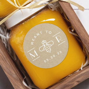 Modern Meant to Bee Honey Bröllopsgåva Kraft Runt Klistermärke