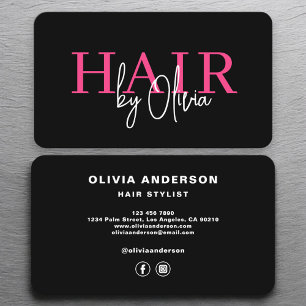 Modern med fet Shock rosa Hair Stylist Visitkort