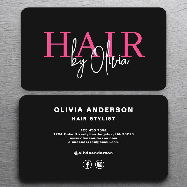 Modern med fet Shock rosa Hair Stylist Visitkort (Skapare uppladdad)