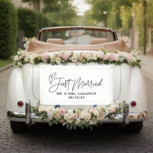 Modern med Heart Ny gifta-bilbanderoll