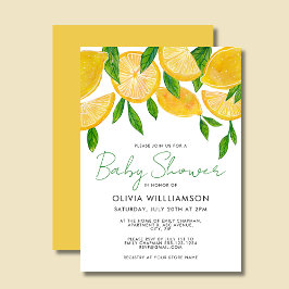 Modern Medelhavs Lemon Baby Shower Inbjudningar